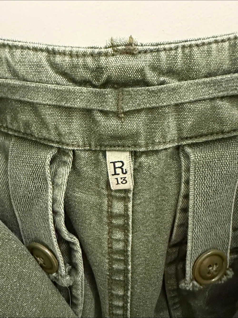 R13 unisex Olive Green Cargo Pants - Classic Utility Style